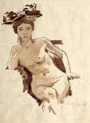 Female Semi-Nude with Hat
